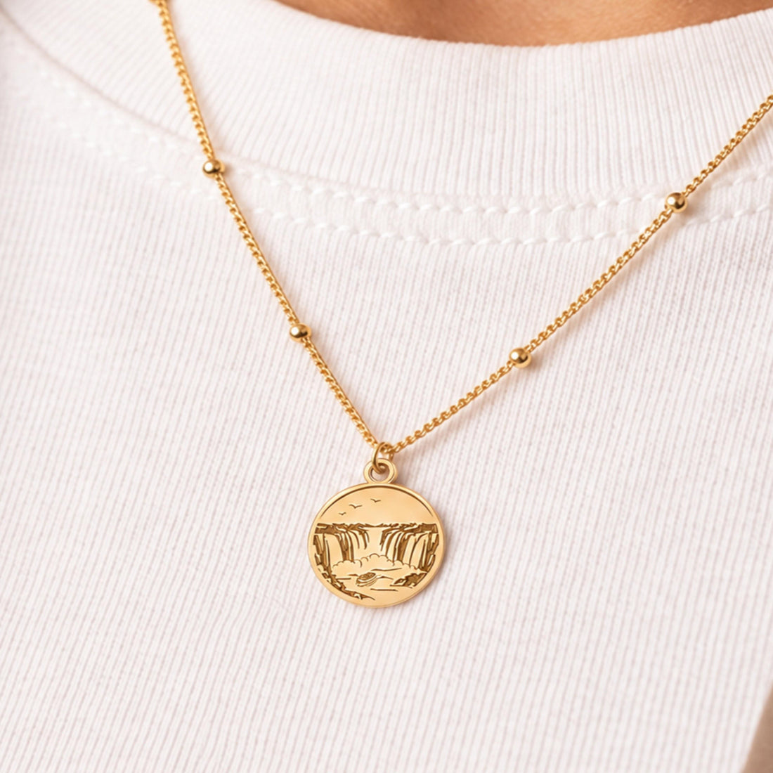 Waterfall Scene Charm Necklace