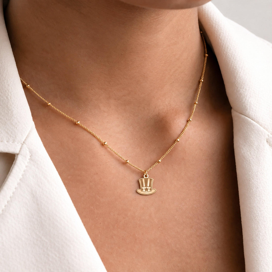Patriotic Top Hat Charm Necklace