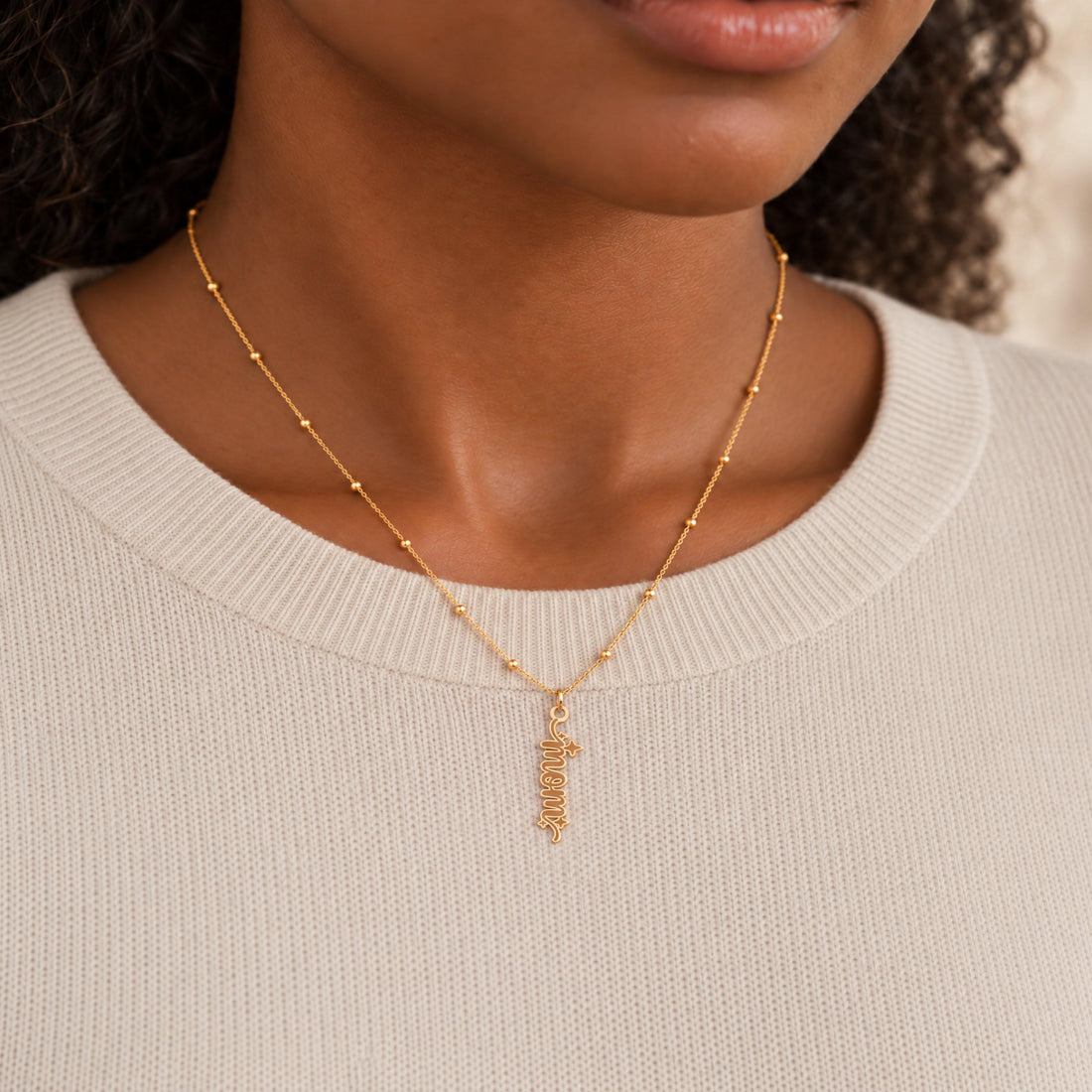 Mom Script Charm Necklace