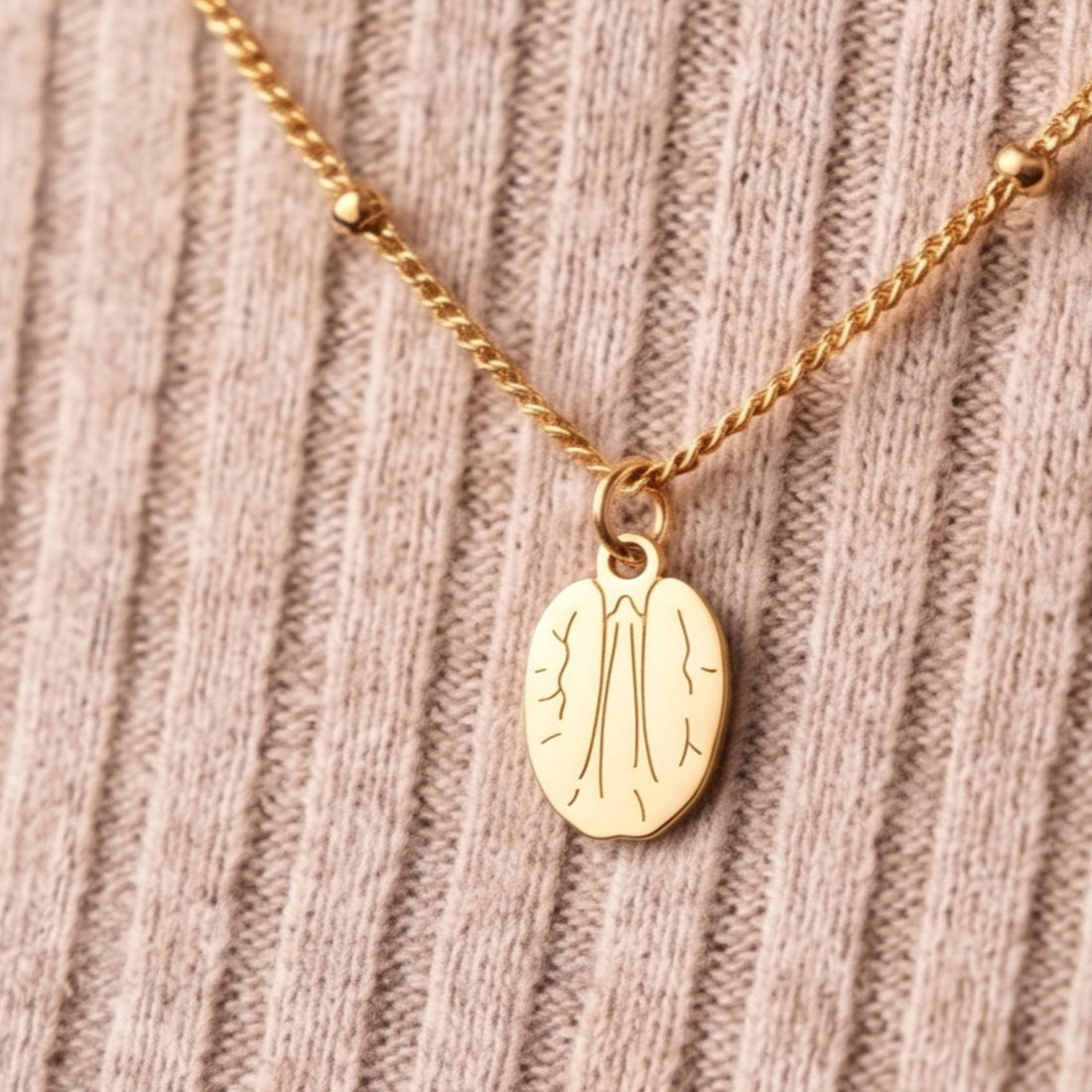 Walnut Charm Beady Necklace