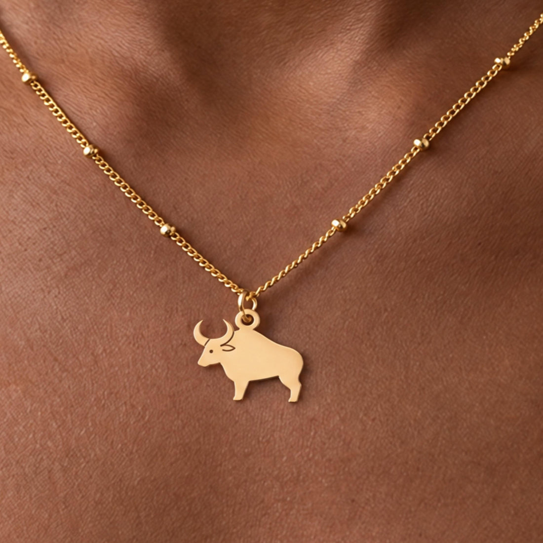 Bull Charm Beady Necklace