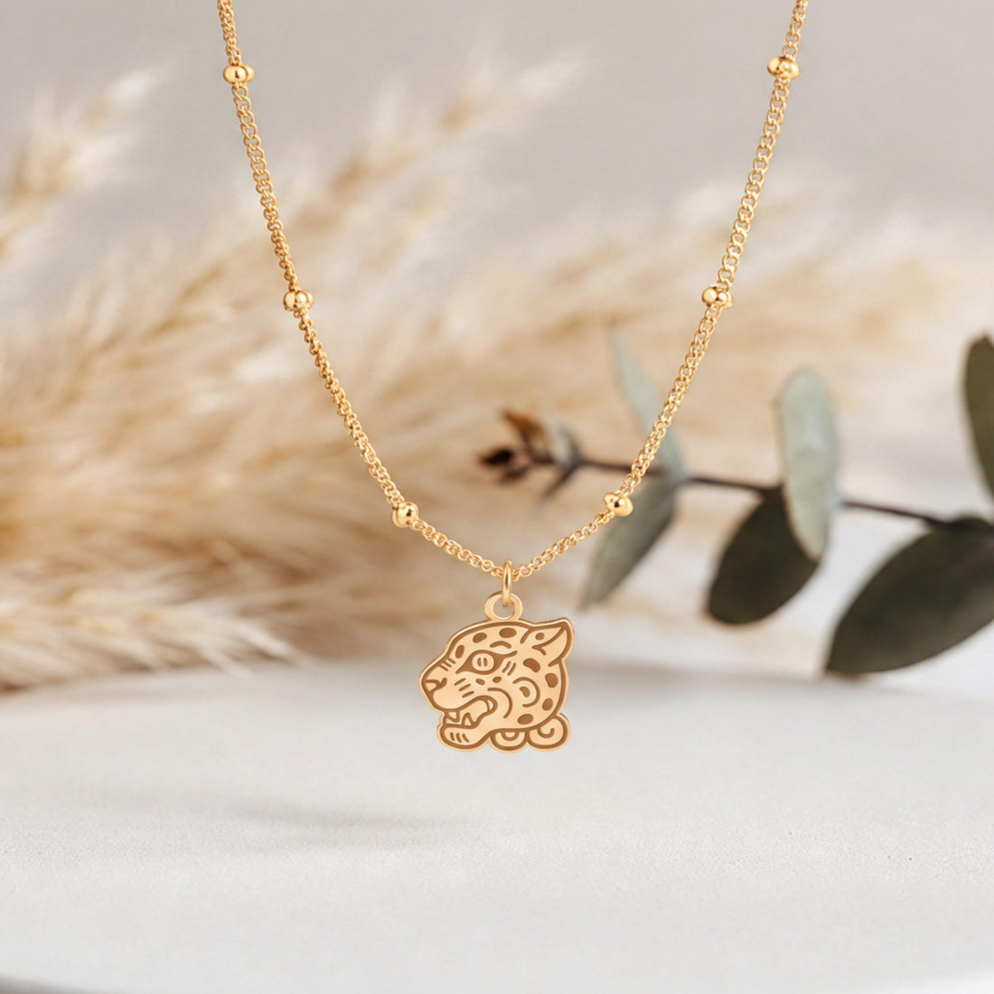 Leopard Head Beady Necklace