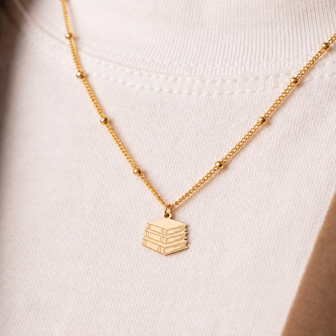 Stacked Books Charm Necklace