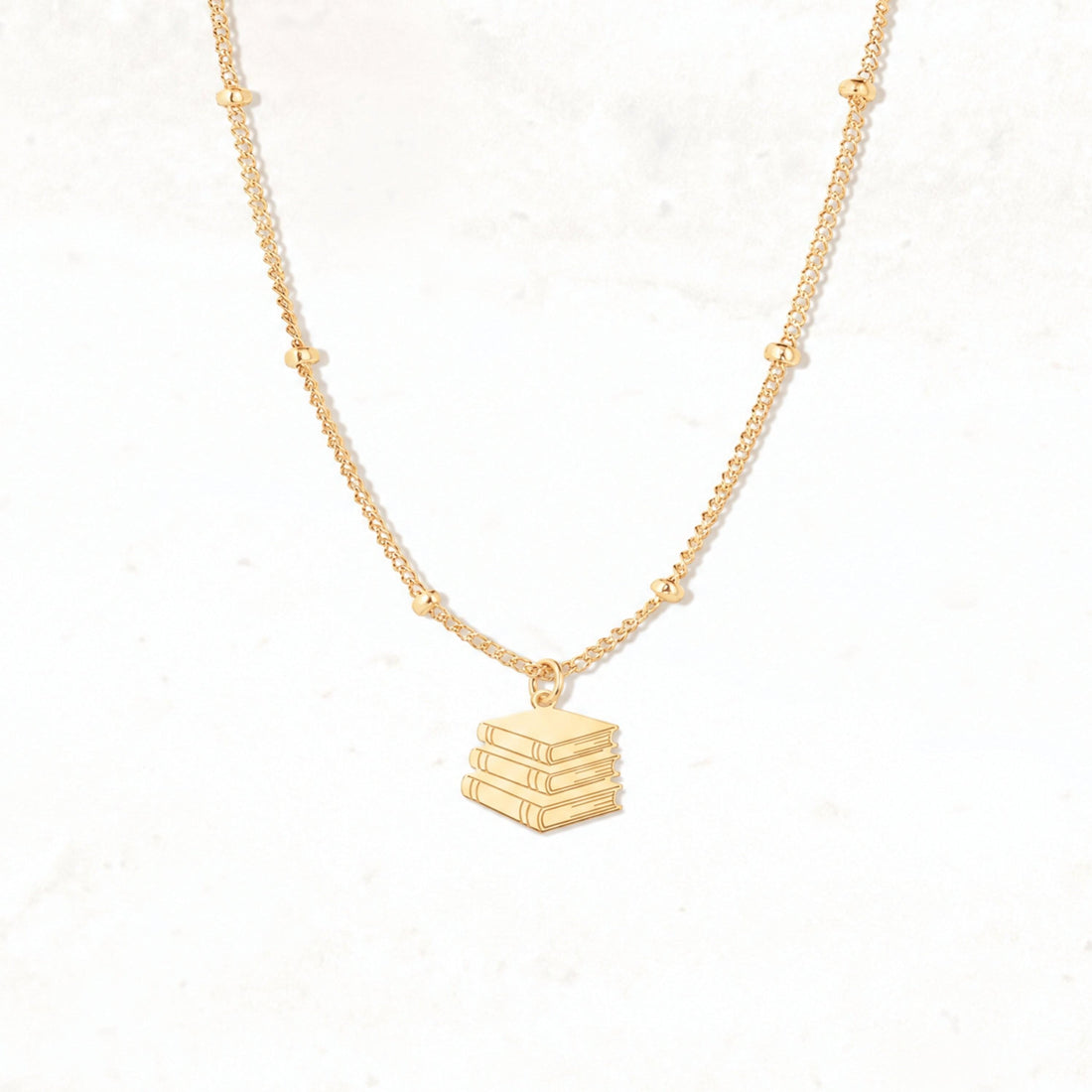 Stacked Books Charm Necklace