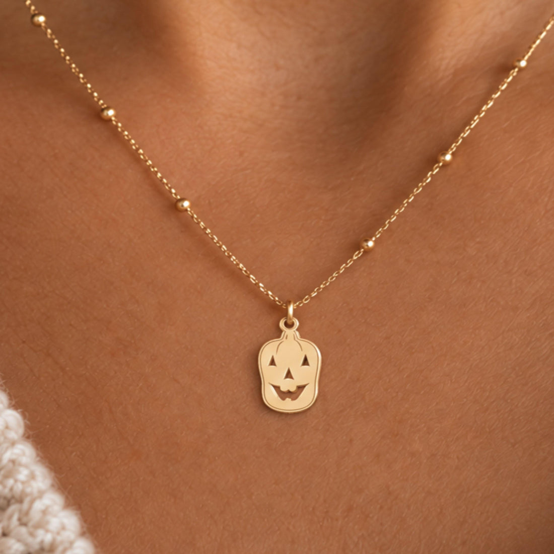 Jack O Lantern Beady Necklace
