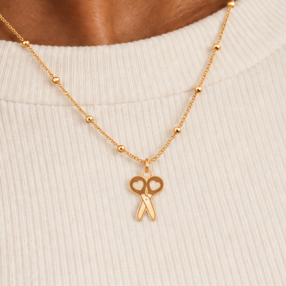 Heart Scissors Charm Necklace