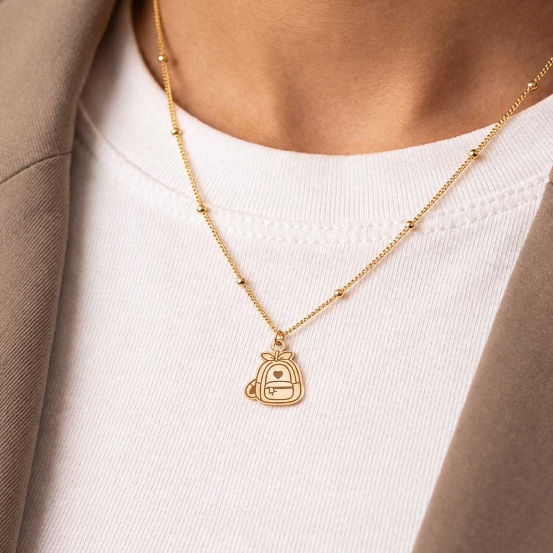 Backpack Charm Beady Necklace