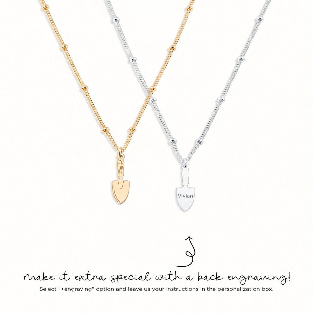 Garden Trowel Charm Beady Necklace
