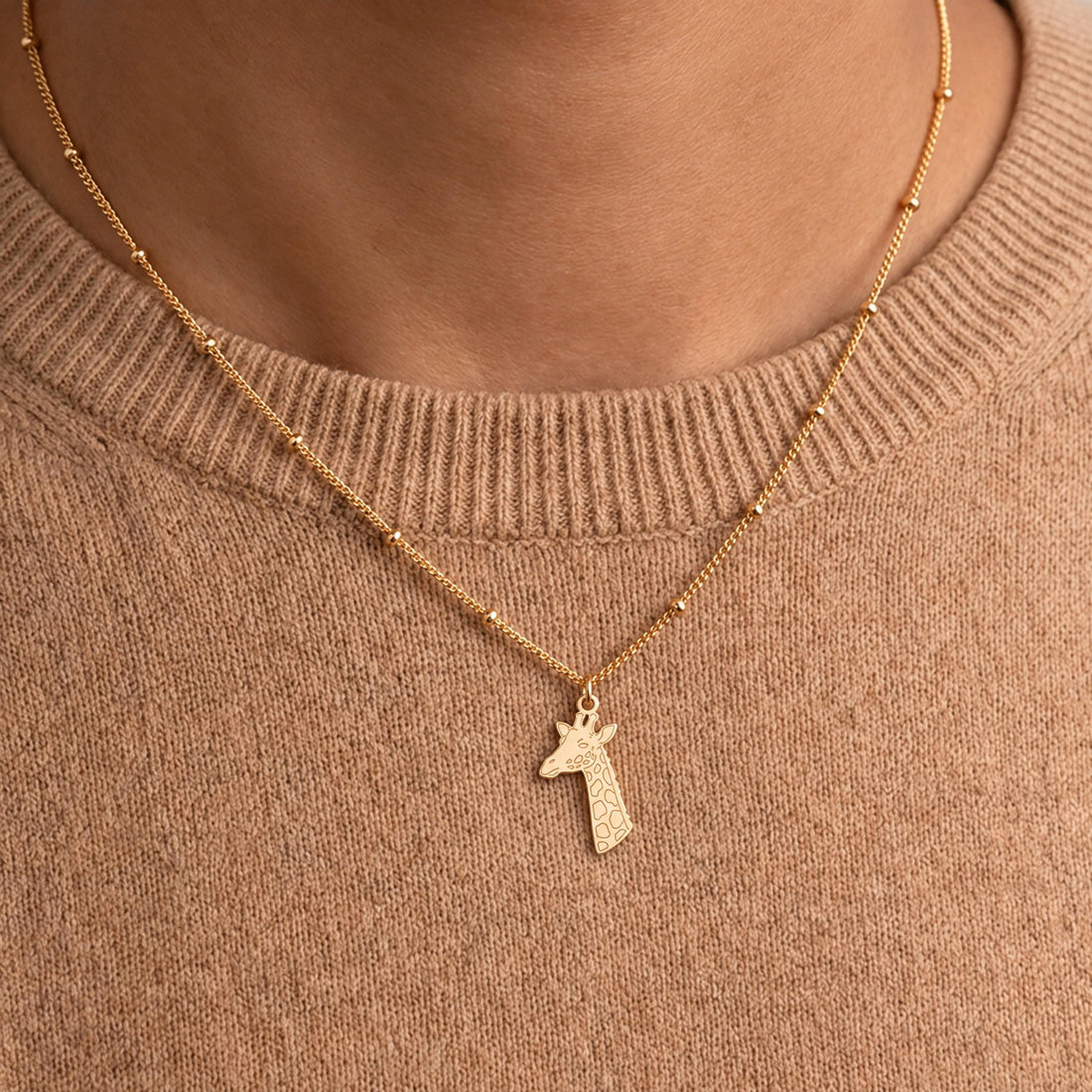 Giraffe Charm Beady Necklace