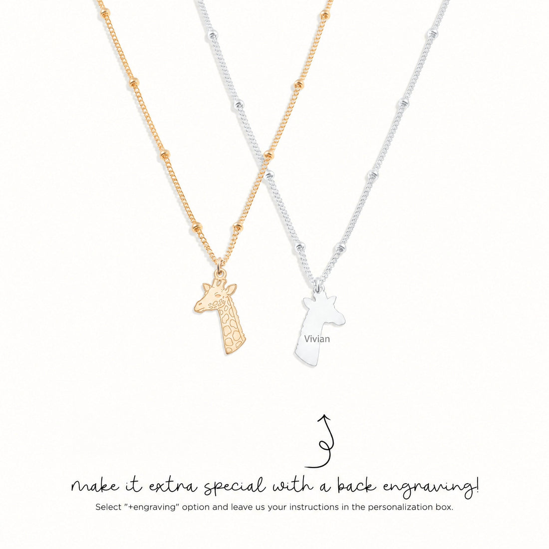 Giraffe Charm Beady Necklace