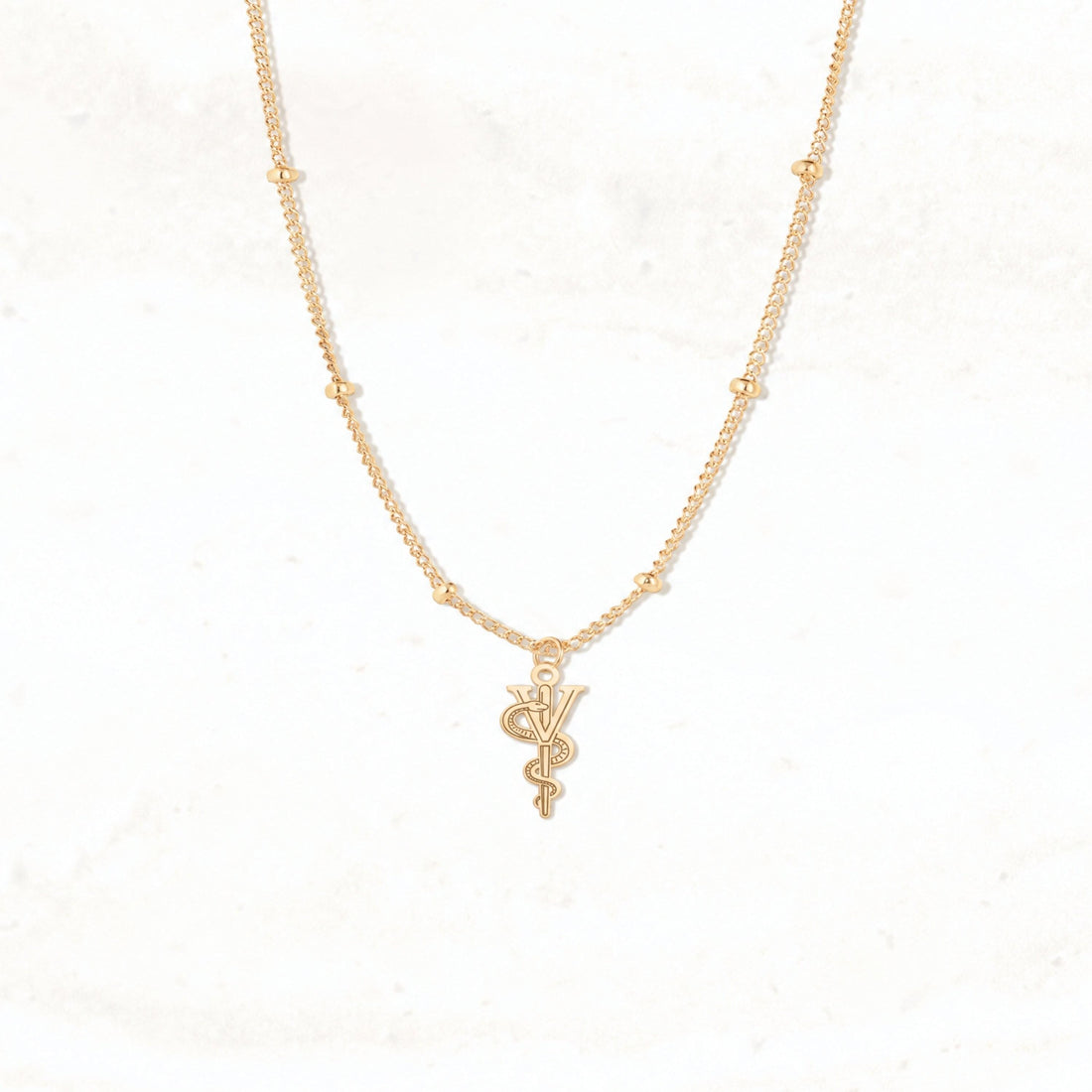 Snake Monogram Charm Necklace