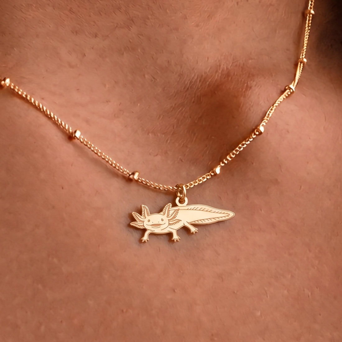Axolotl Charm Beady Necklace