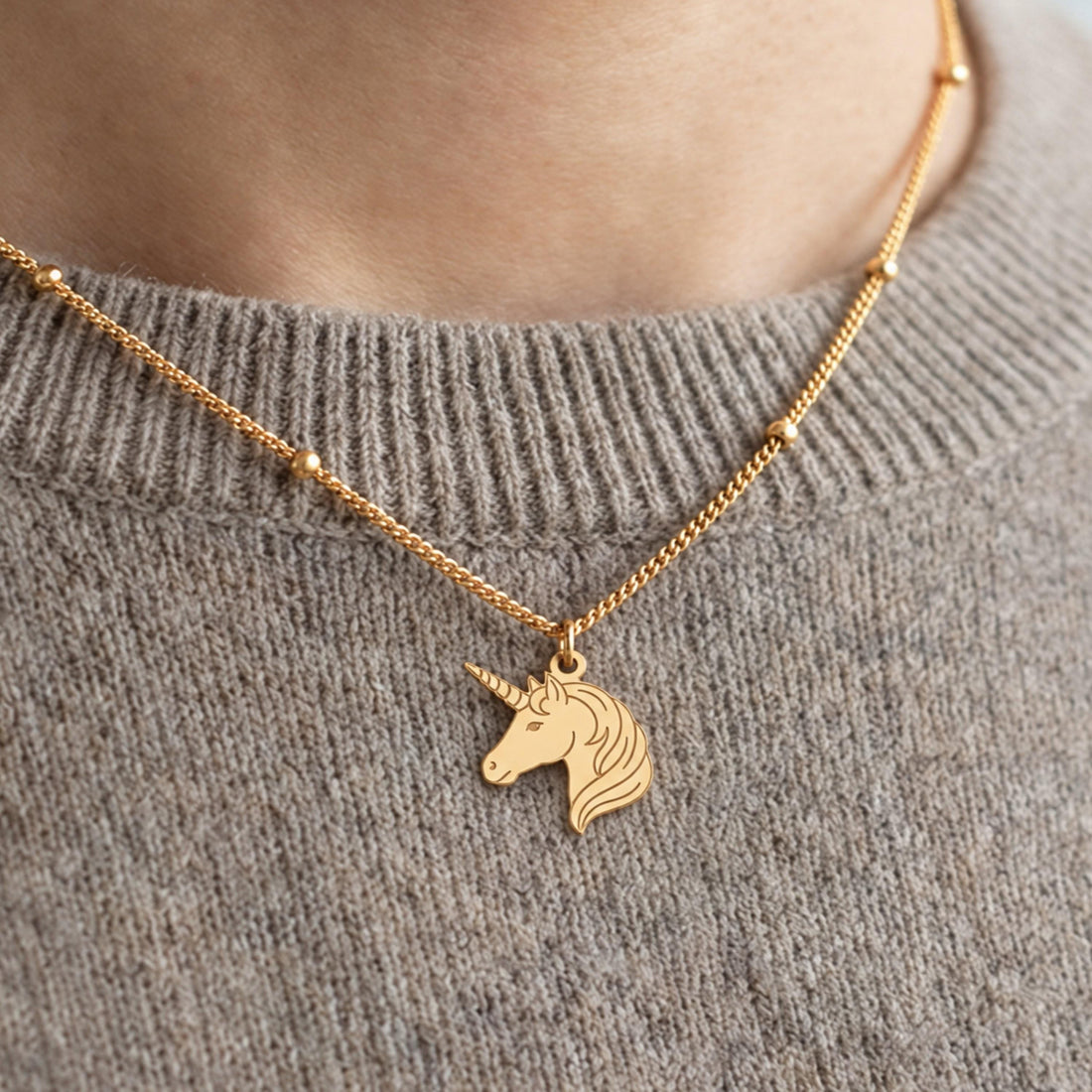 Unicorn Head Charm Necklace