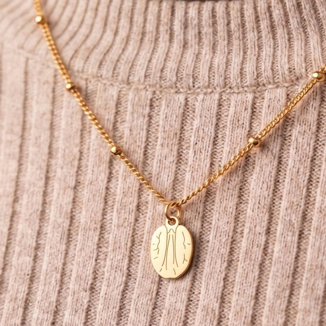 Walnut Charm Beady Necklace