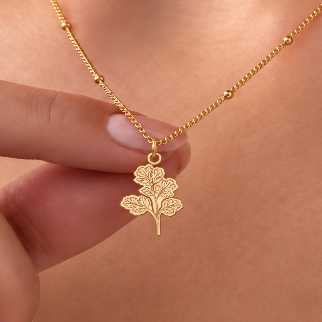 Parsley Leaf Charm Necklace
