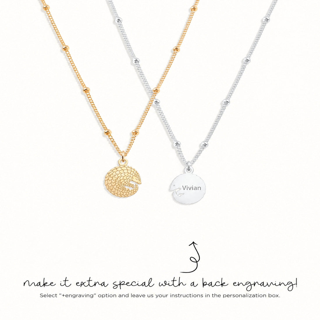 Pangolin Charm Beady Necklace