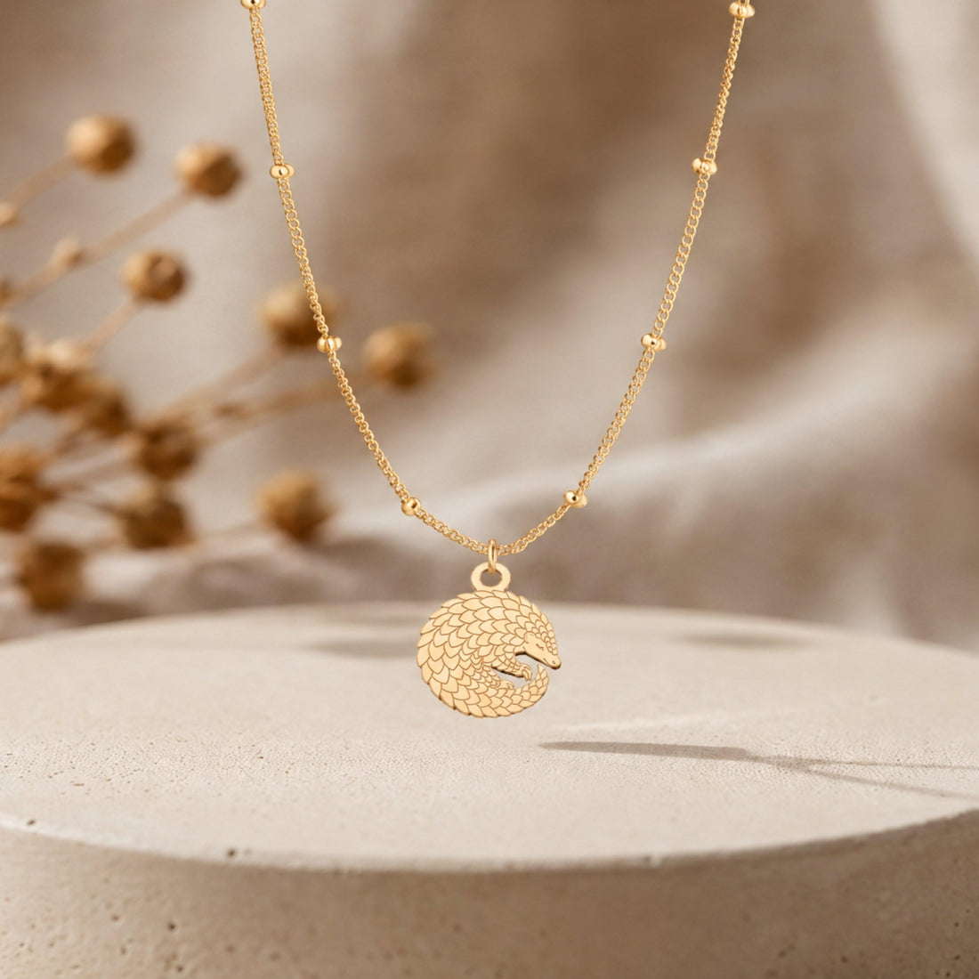 Pangolin Charm Beady Necklace
