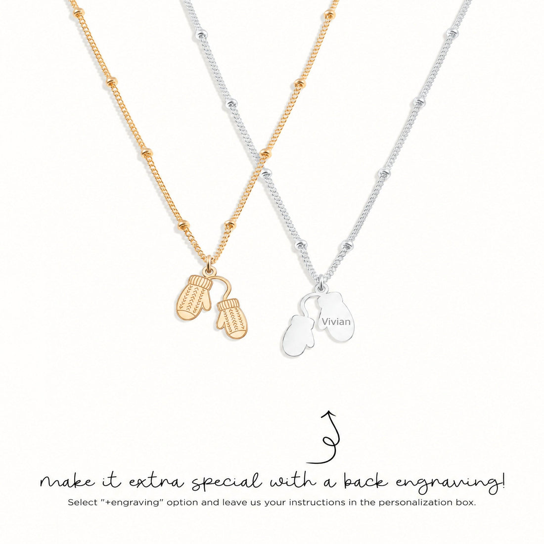 Mittens Charm Beady Necklace