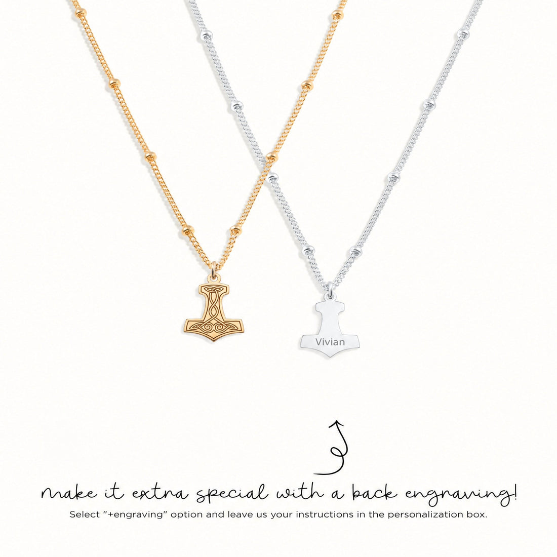 Thor Hammer Beady Necklace