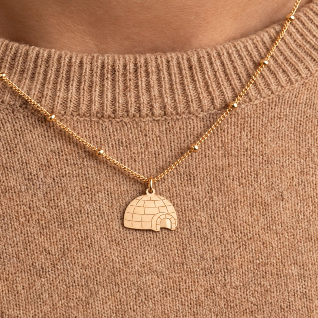 Igloo Charm Beady Necklace