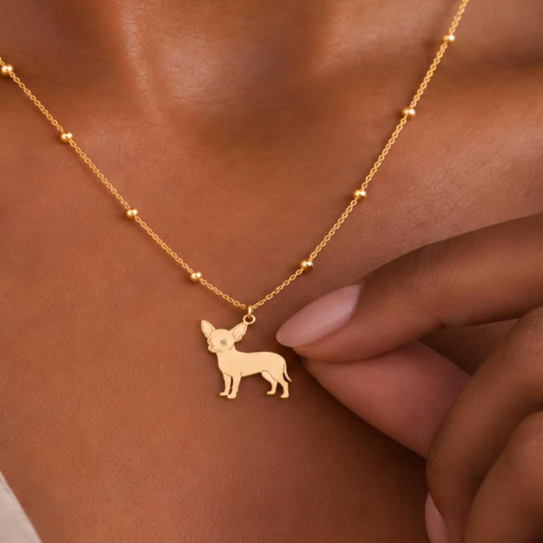 Chihuahua Charm Beady Necklace