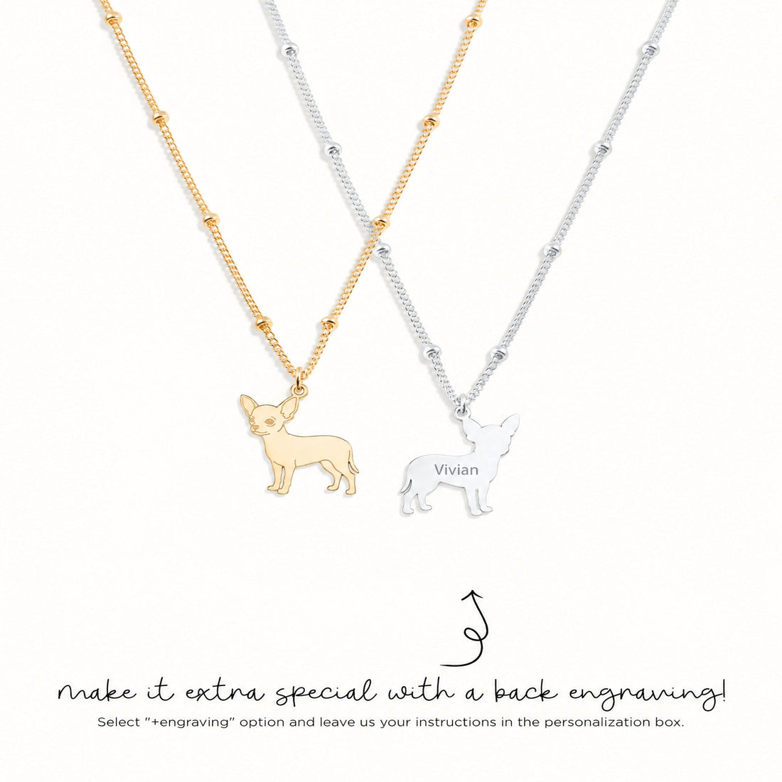 Chihuahua Charm Beady Necklace