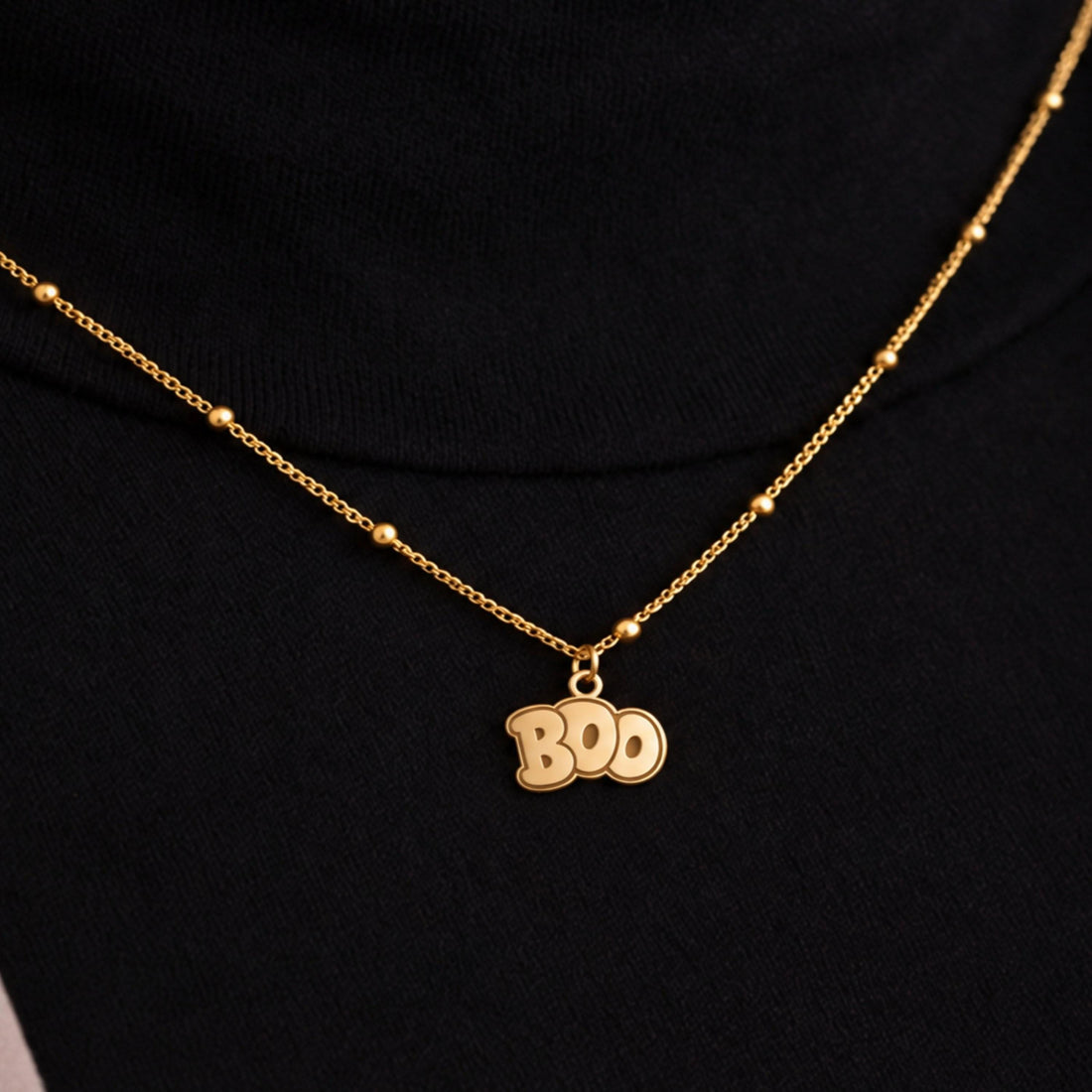 Boo Bubble Letters Charm Necklace
