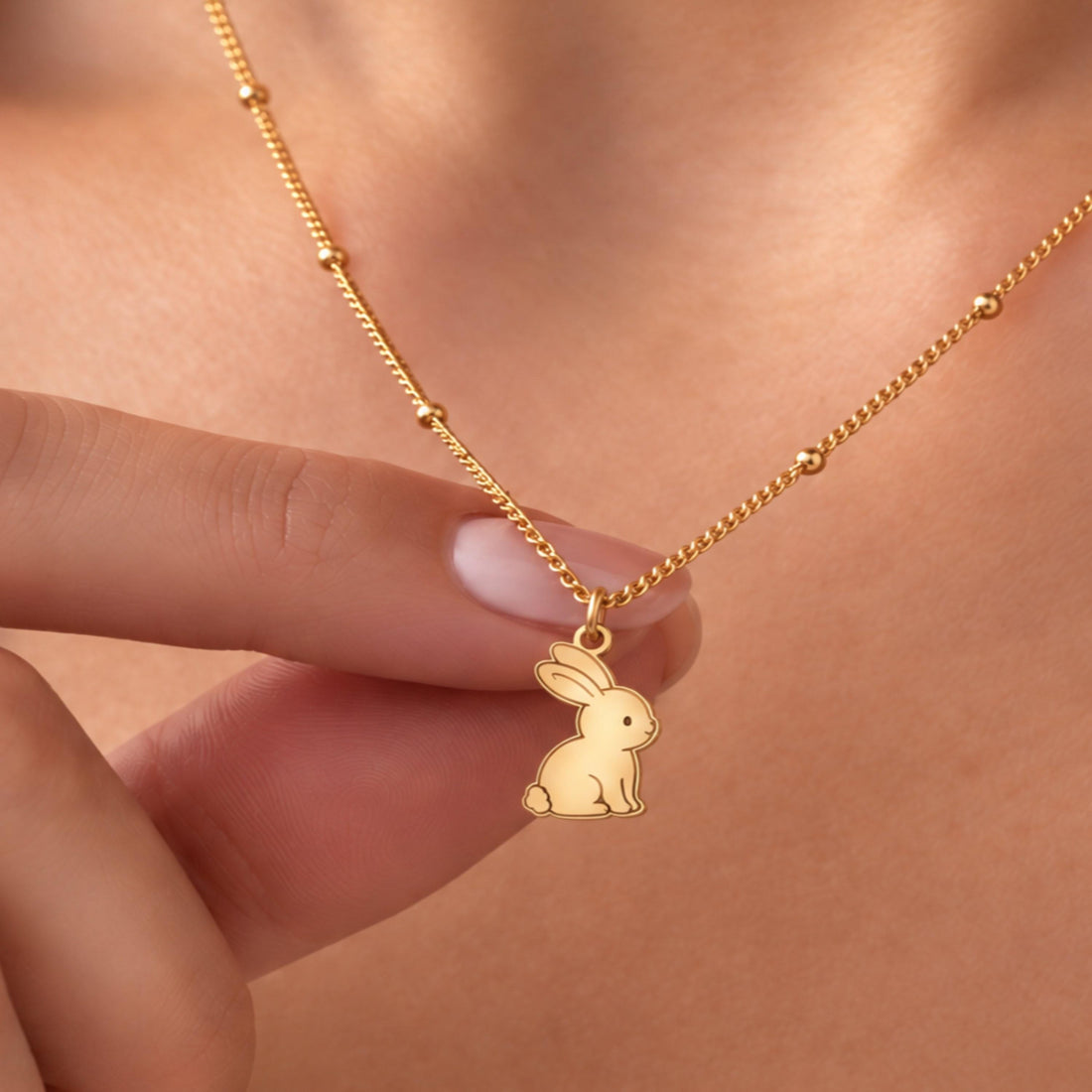 Seated Bunny Rabbit Charm Necklace