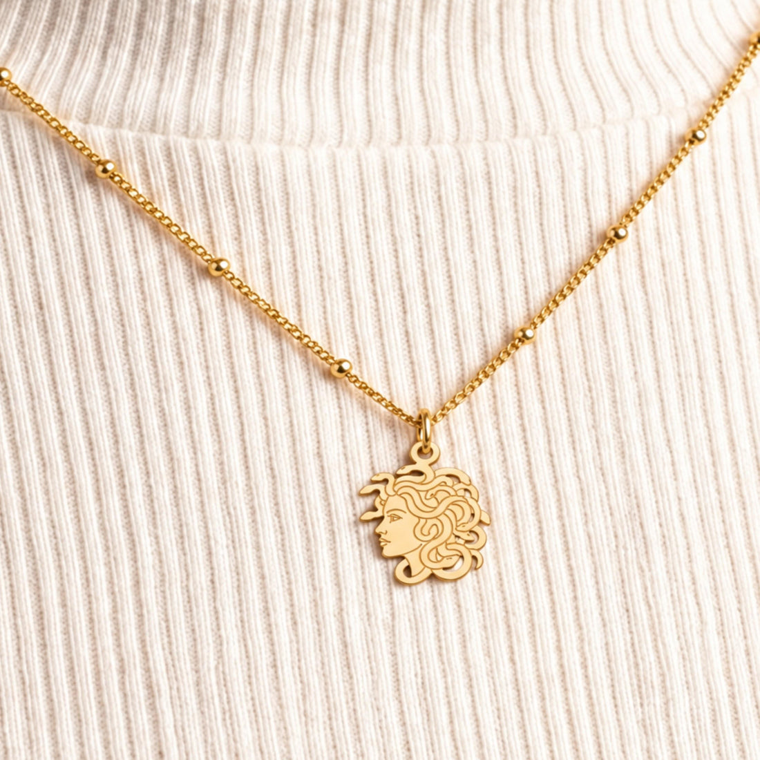 Medusa Head Charm Necklace