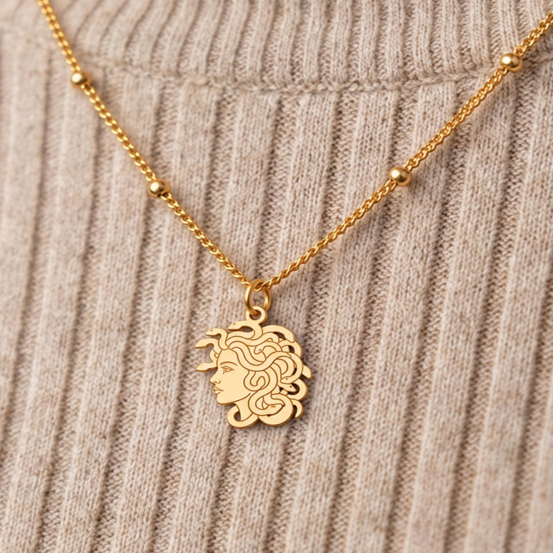 Medusa Head Charm Necklace