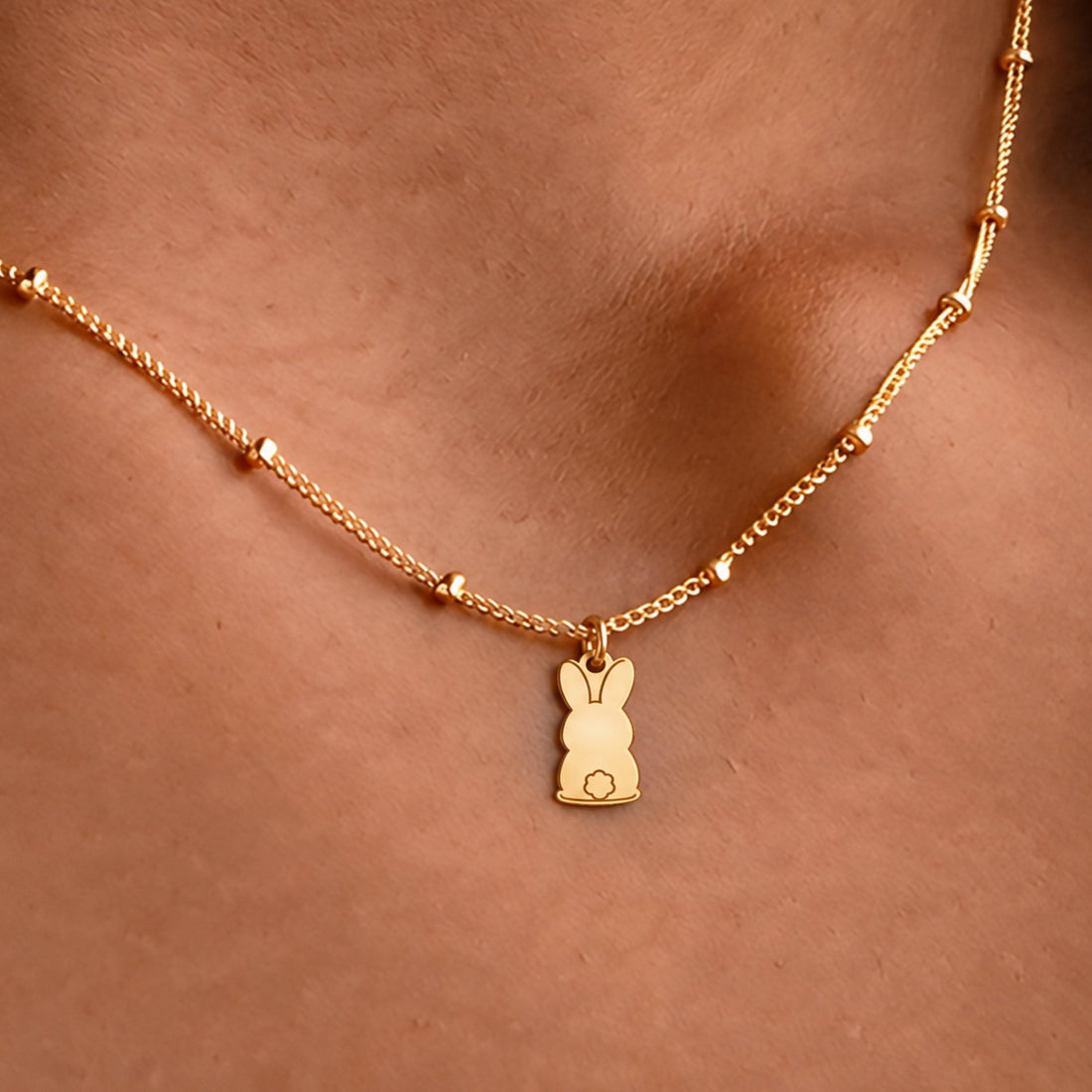 Bunny Charm Beady Necklace