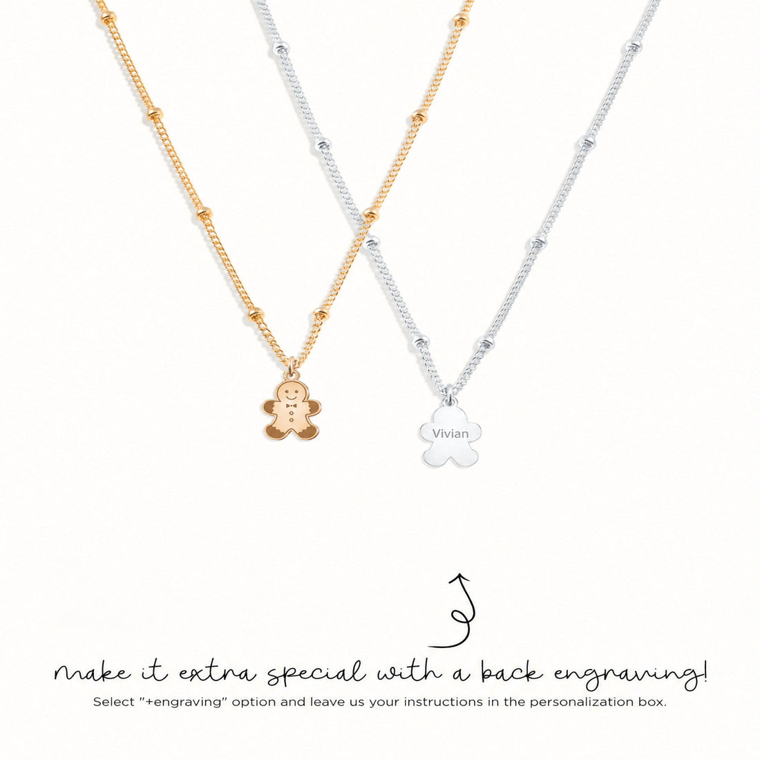 Gingerbread Man Ball Chain Charm Necklace