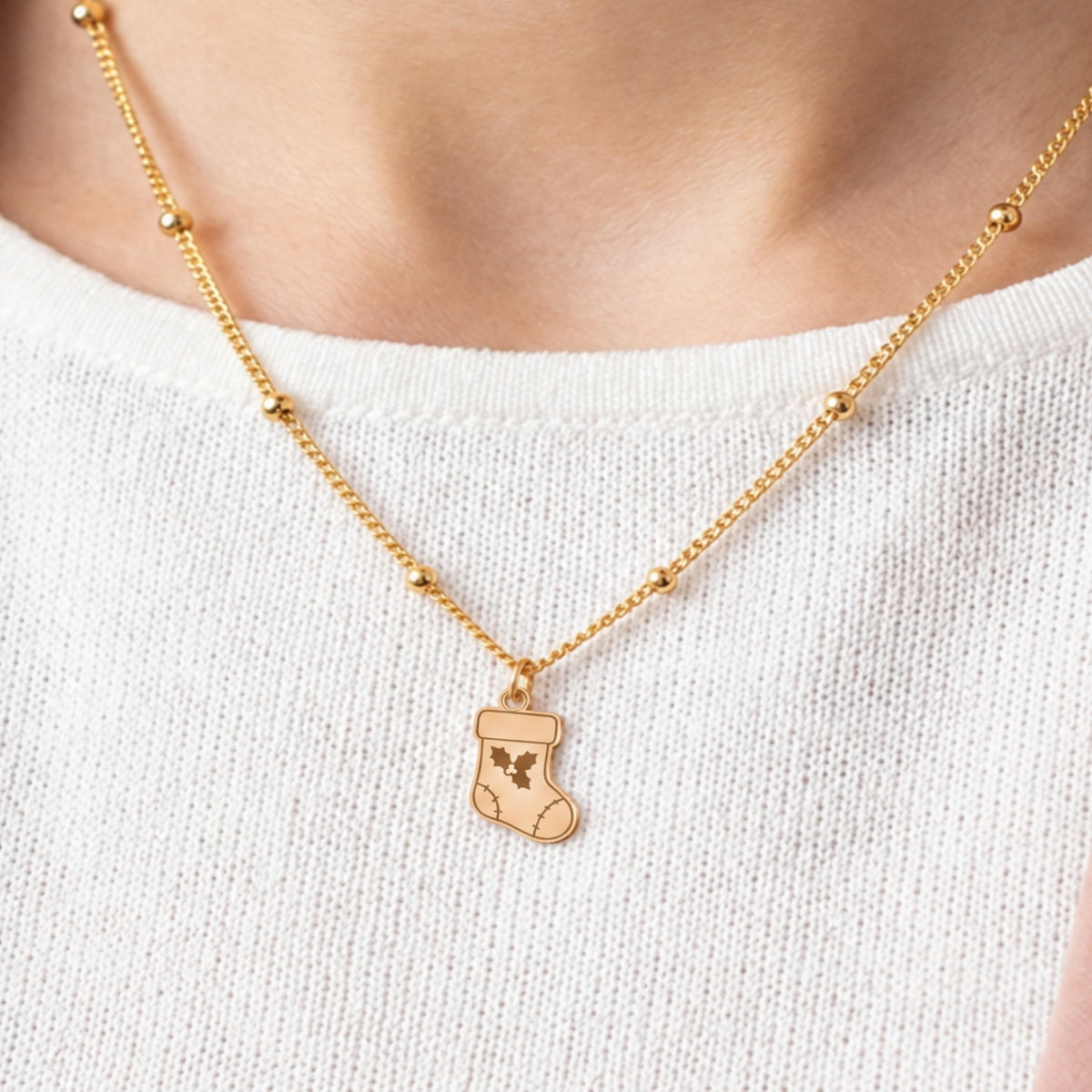 Christmas Stocking Charm Necklace