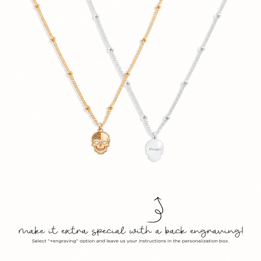 Patriotic Skull Charm Necklace