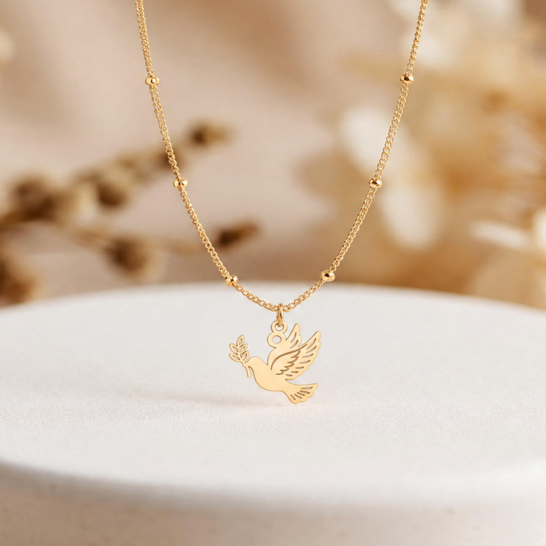 Dove Olive Branch Charm Necklace