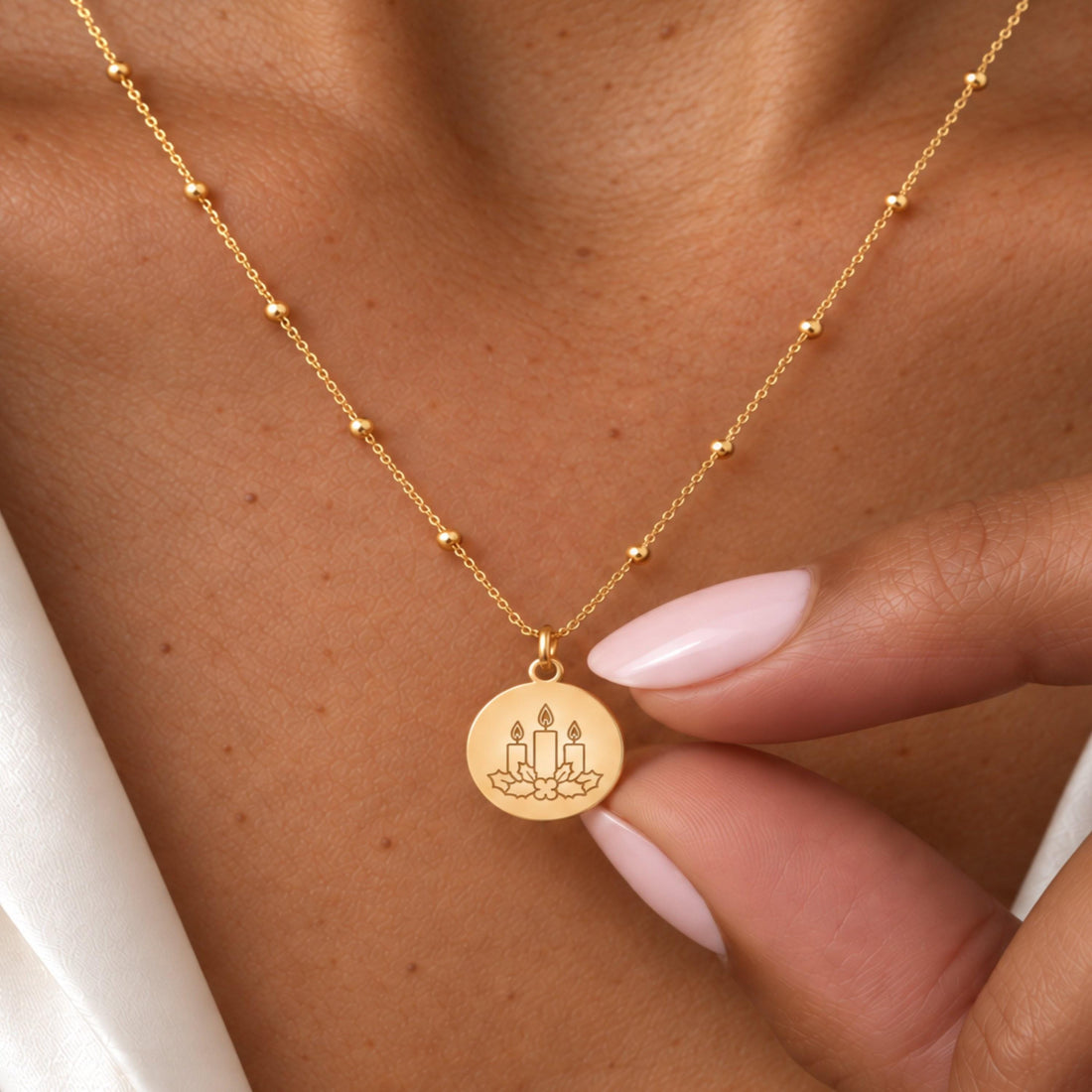 Christmas Candles Charm Necklace