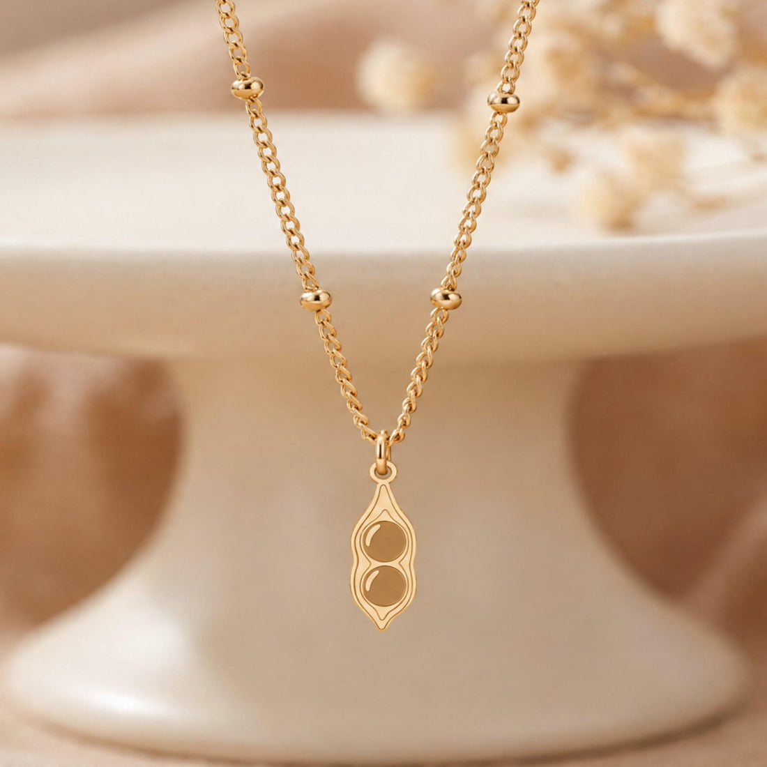 Pea Pod Charm Necklace