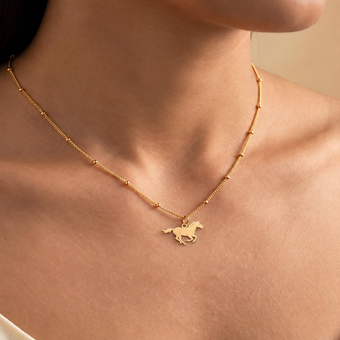 Galloping Horse Charm Necklace