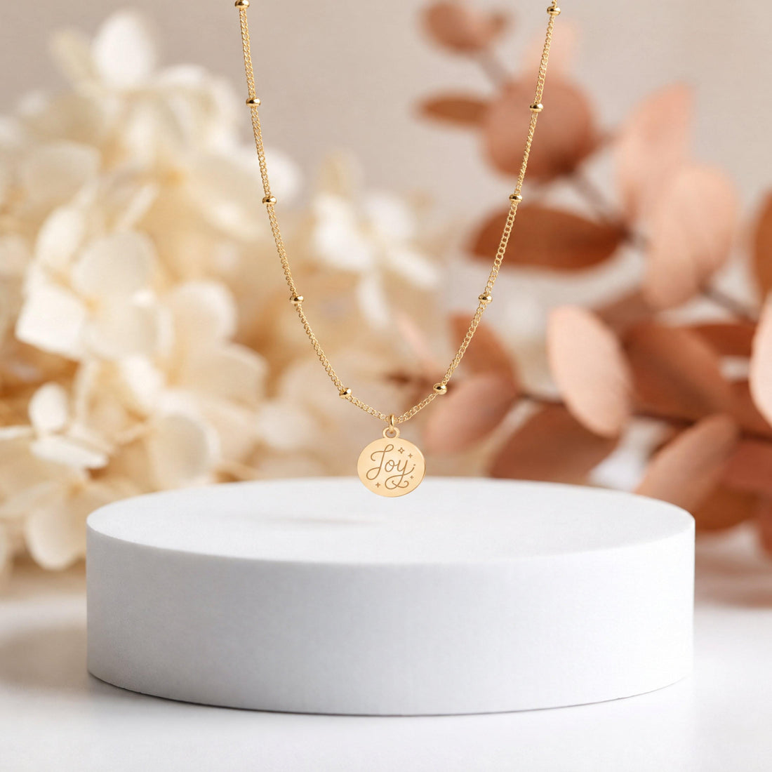 Joy Medallion Beady Chain Charm Necklace