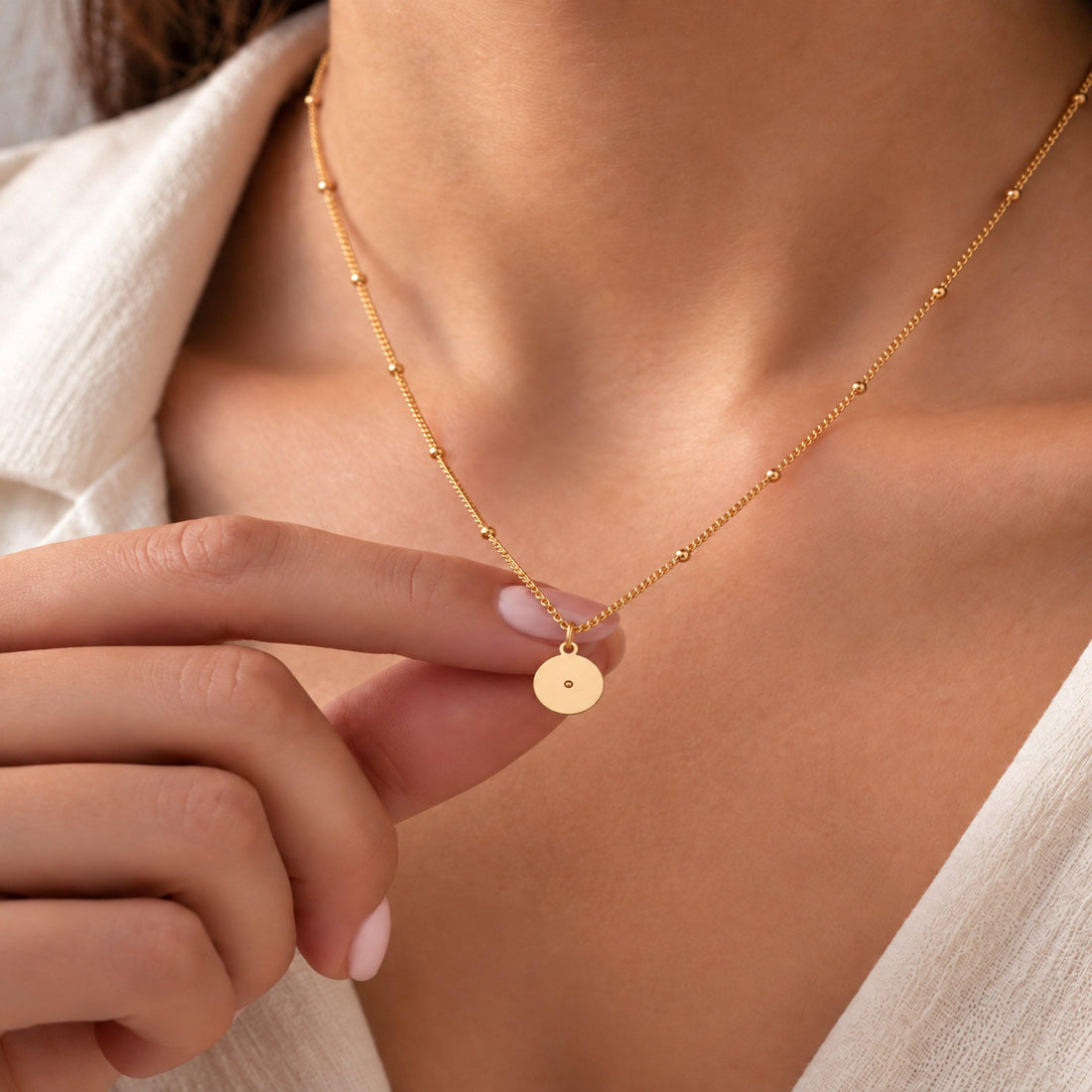 Joy Medallion Beady Chain Charm Necklace