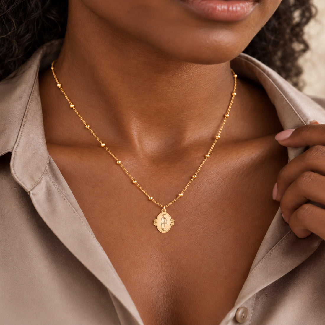 Graduation Figure Beady Chain Charm Necklace