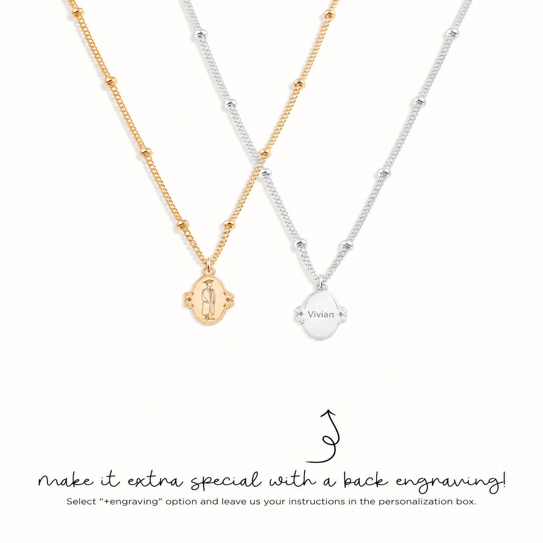 Graduation Figure Beady Chain Charm Necklace