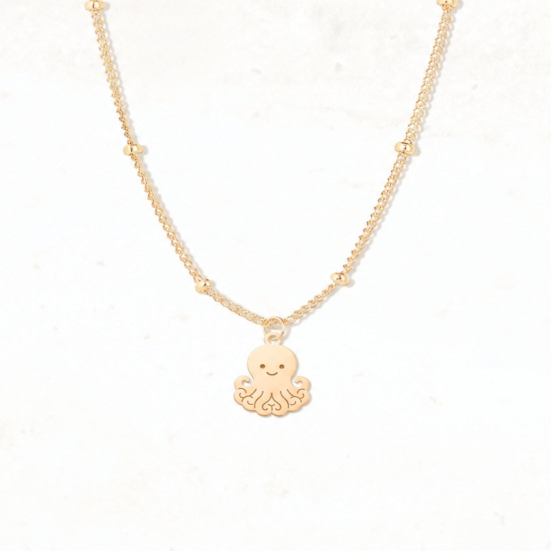 Octopus Charm Beady Necklace