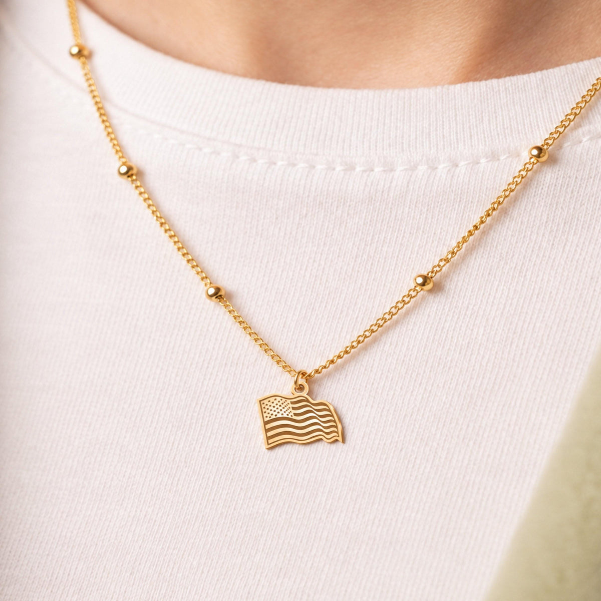 American Flag Charm Necklace