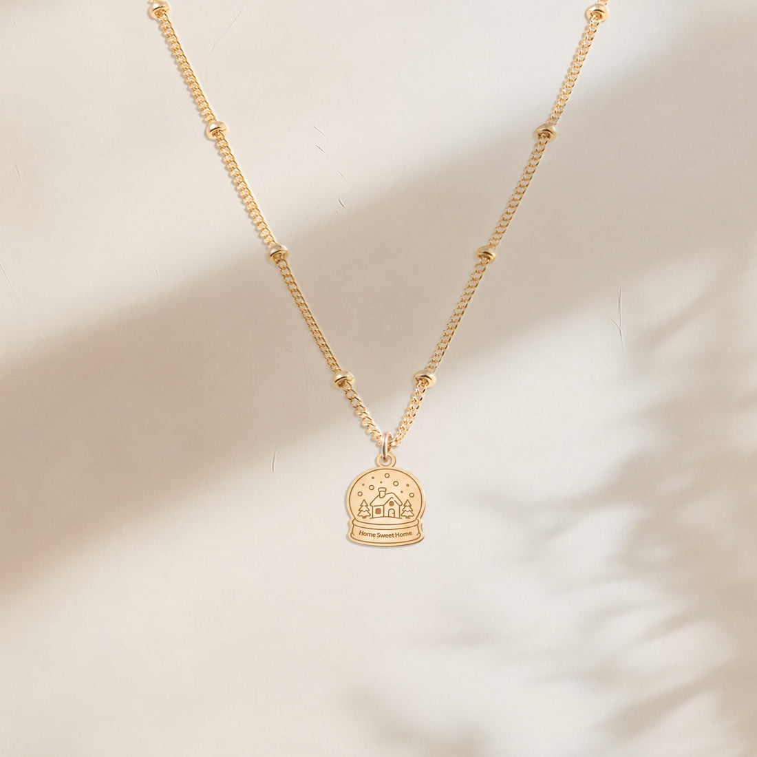 Snow Globe House Charm Necklace