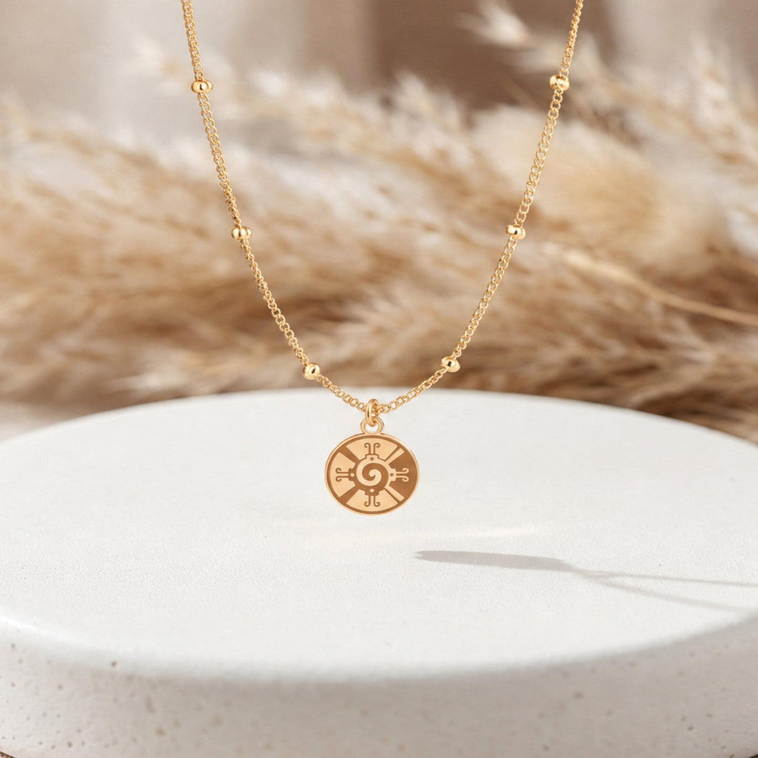 Aztec Sun Charm Necklace