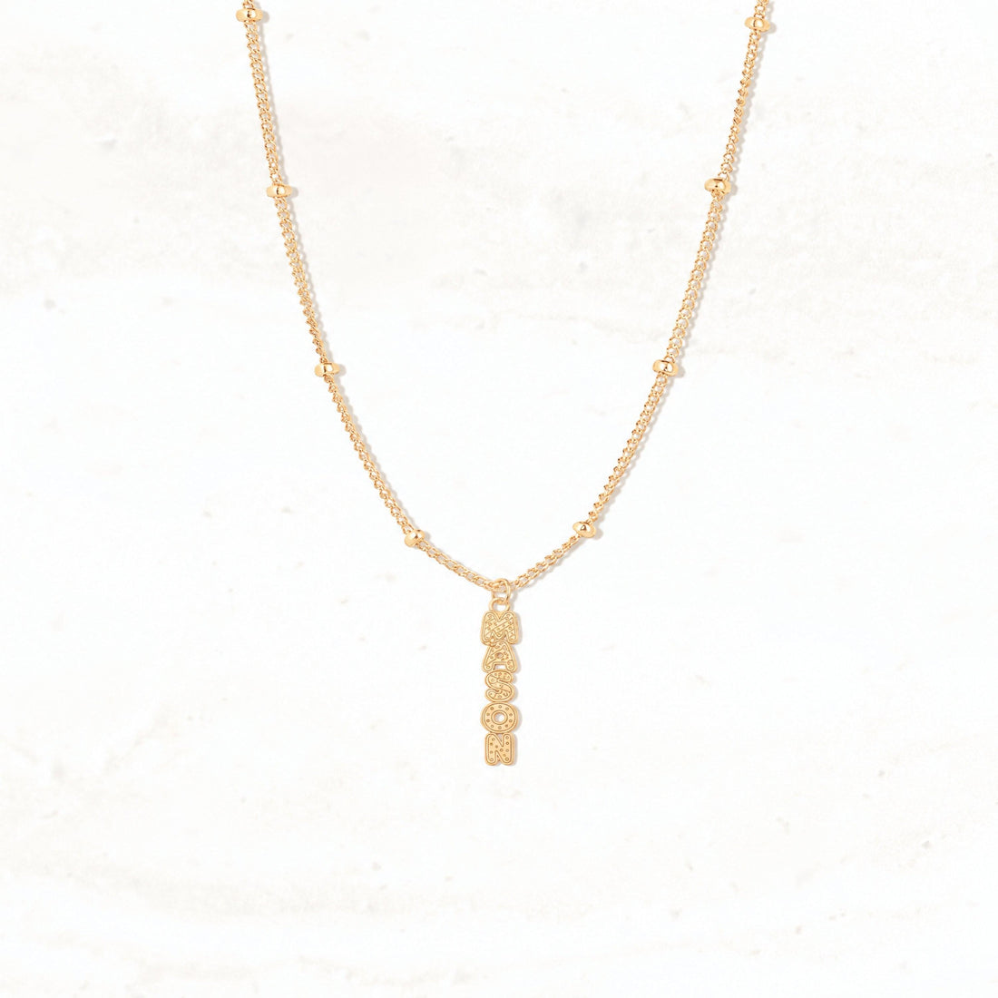 Mason Nameplate Charm Necklace