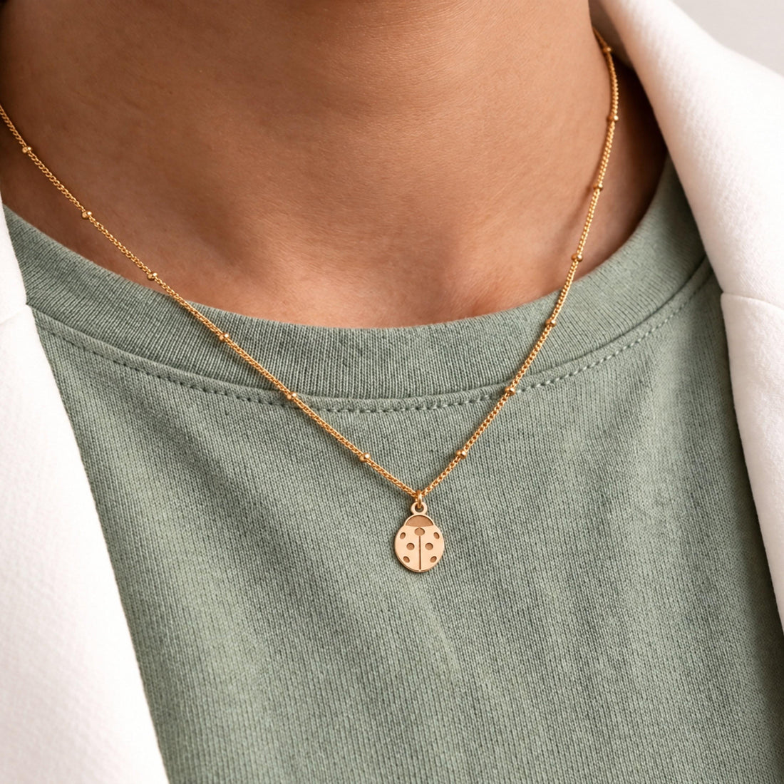 Spotted Ladybug Charm Necklace