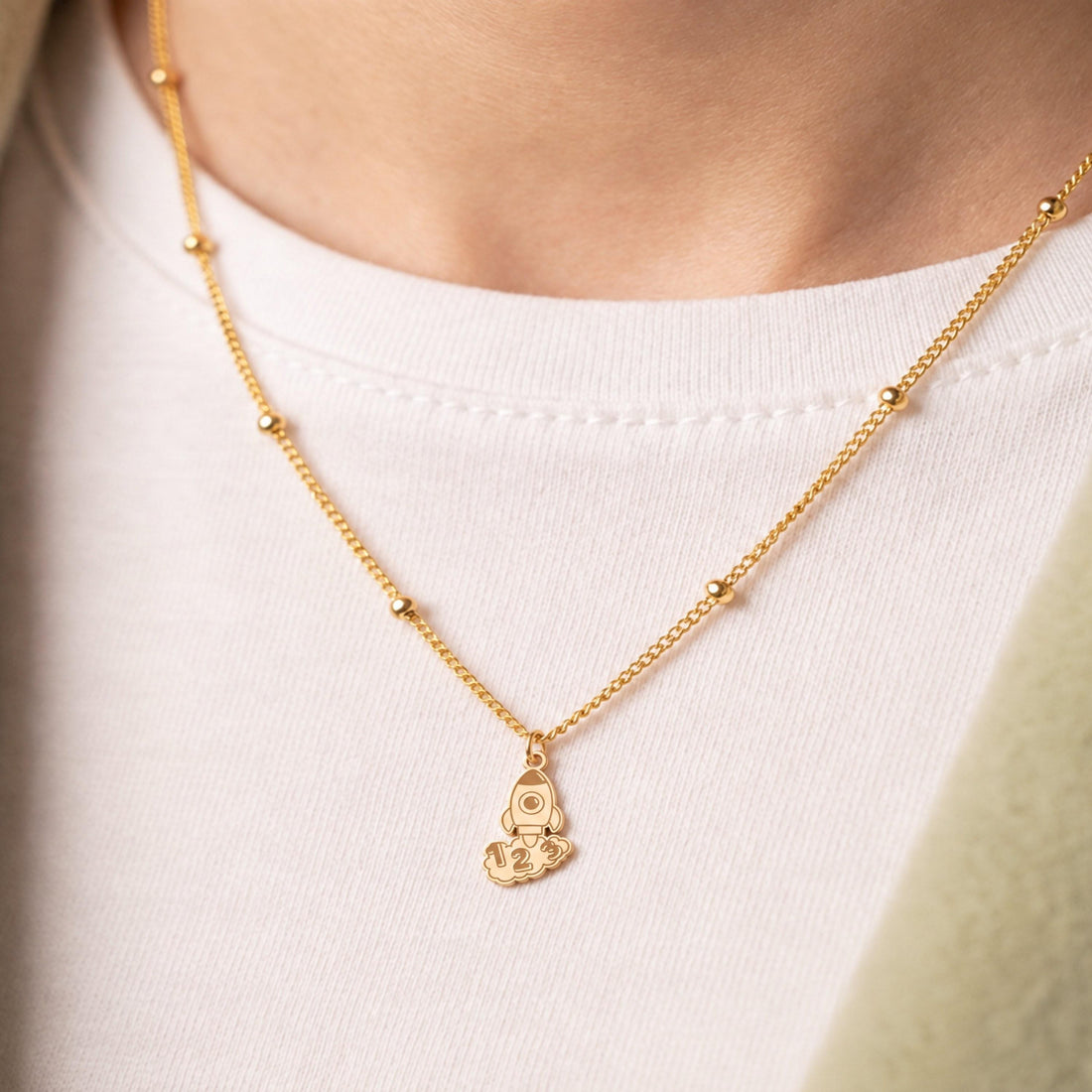 Rocket Ship Charm Necklace