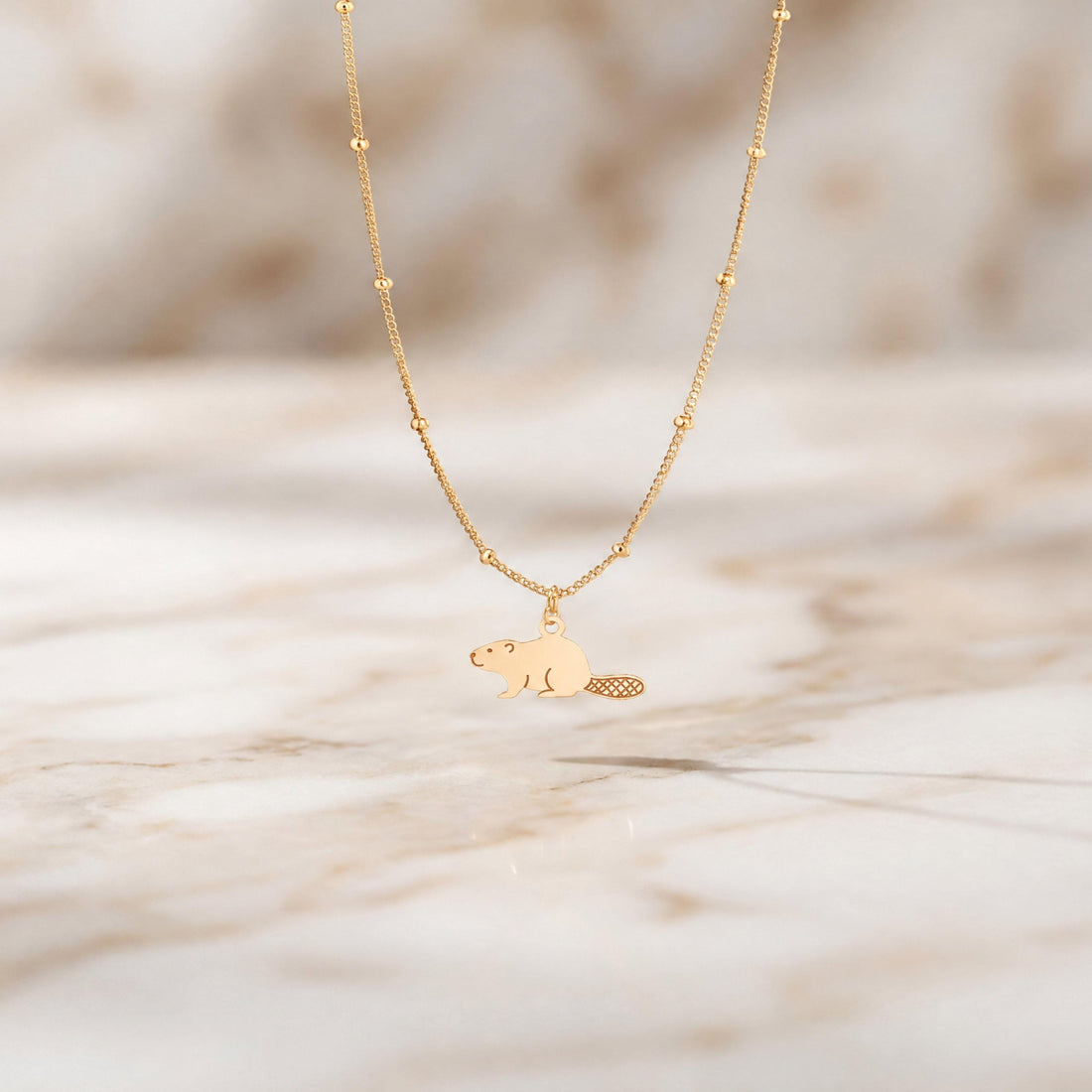 Beaver Charm Beady Necklace